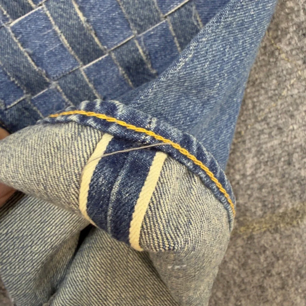 NWT Levis 501 1980s Made in Japan Selvedge Patchwork Jeans Blue Size 29x32